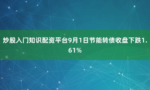 炒股入门知识配资平台9月1日节能转债收盘下跌1.61%